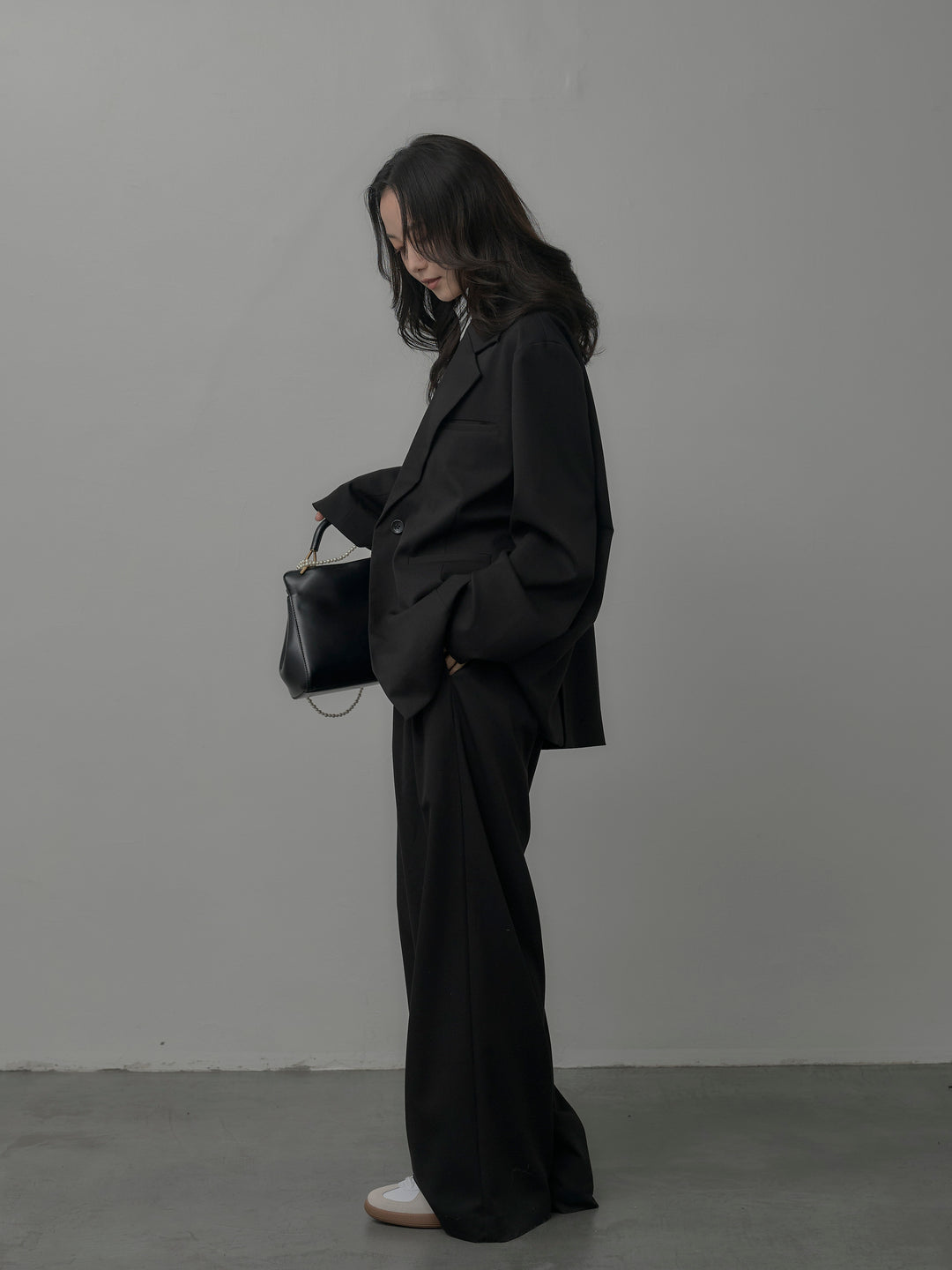 【SET】【Essential】ボックスシルエットテーラードジャケット+【Essential】３タックスラックス(2set)