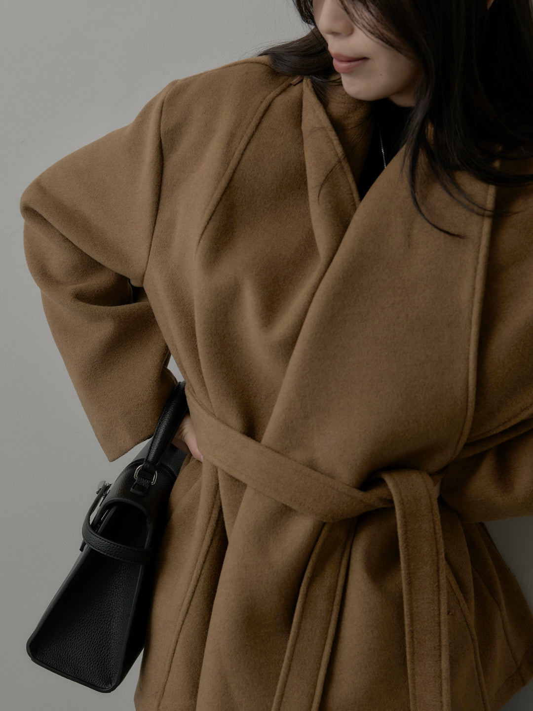 ドレープショールカラーベルトコート