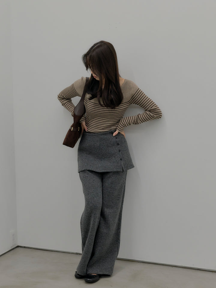 ミックスヤーンニットラップパンツ