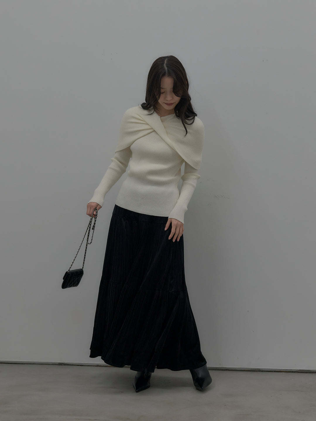 ベロアプリーツティアードスカート