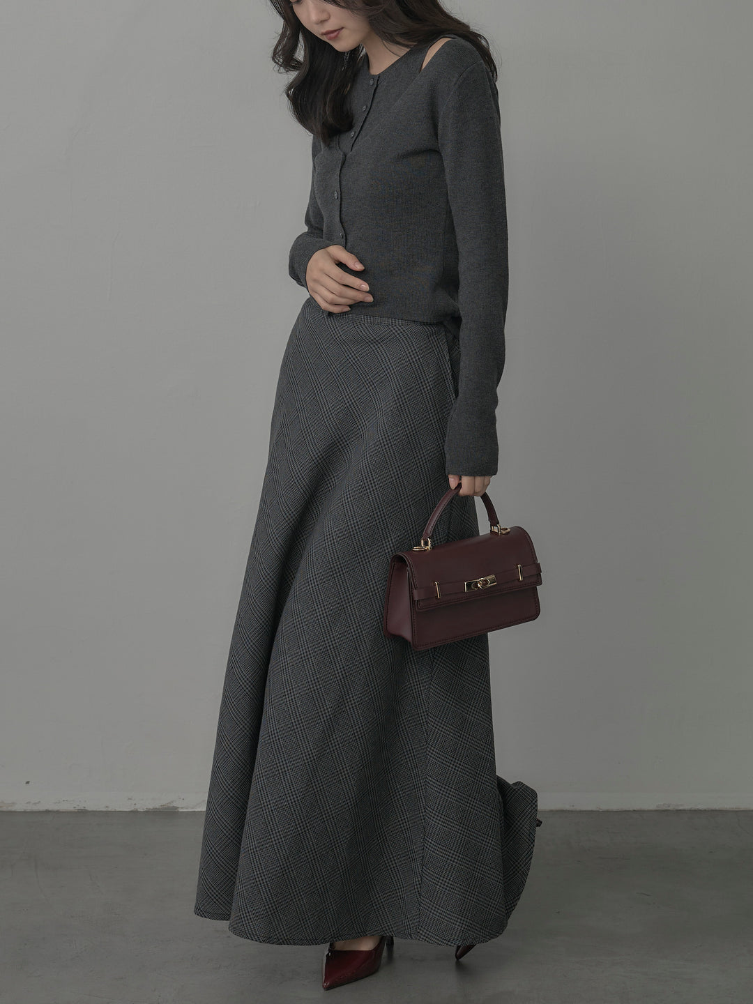 [予約]チェックフレアスカート