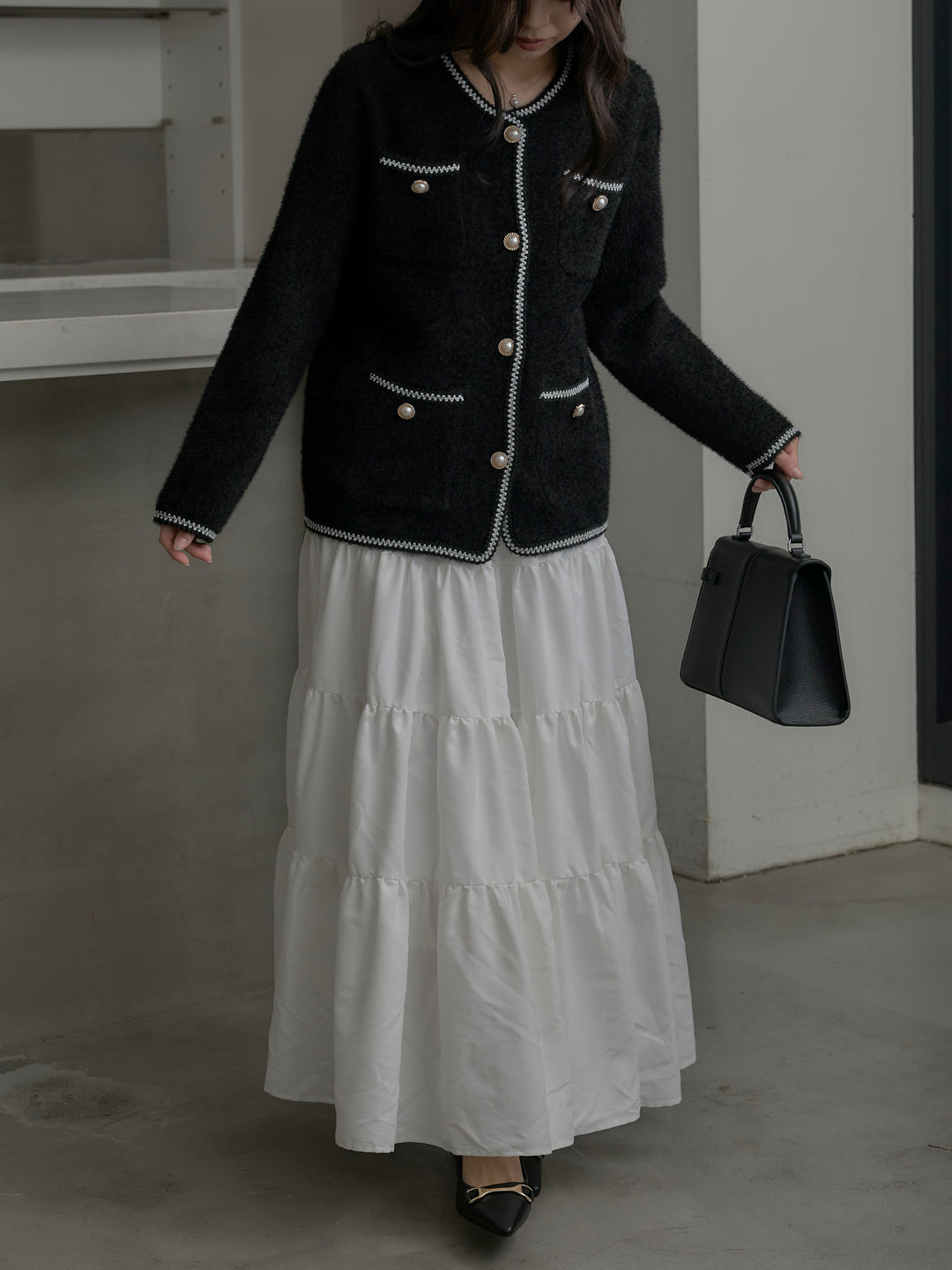 【Essential】ピーチスキンティアードスカート