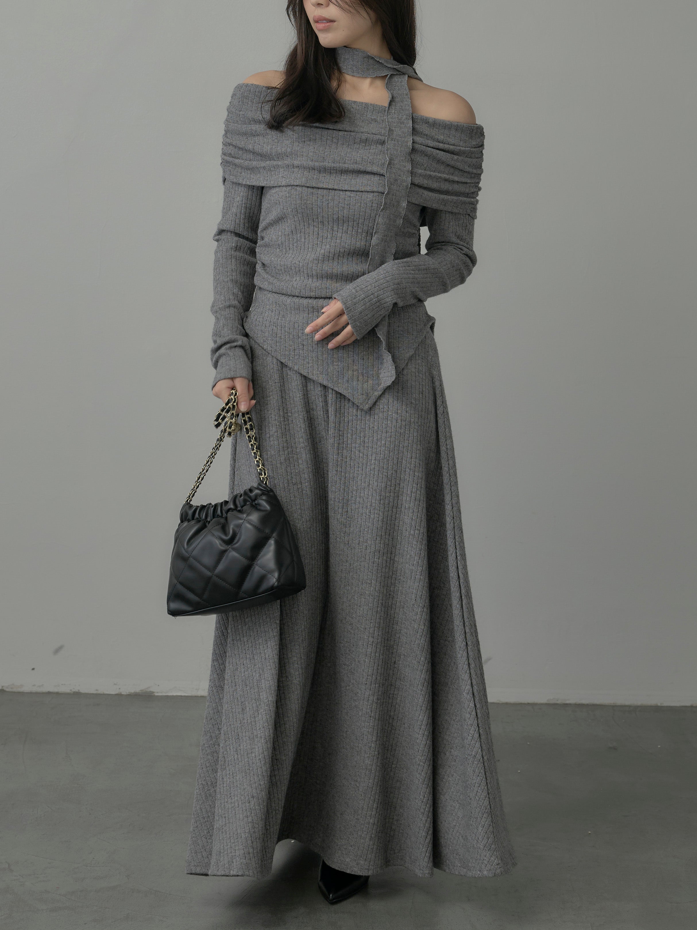 nairo オケージョンドレス ホワイト×ブラックS YUMIKATSURAforCELFORD】チュール刺繍ニットドレス(オケージョン