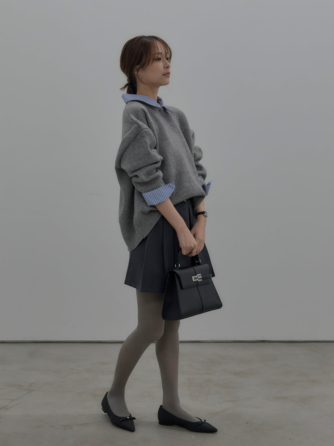 ベルト付きプリーツミニスカート