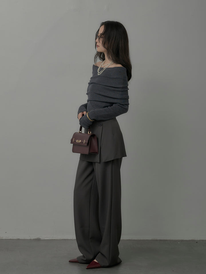 [予約]オフショルリブニットトップス