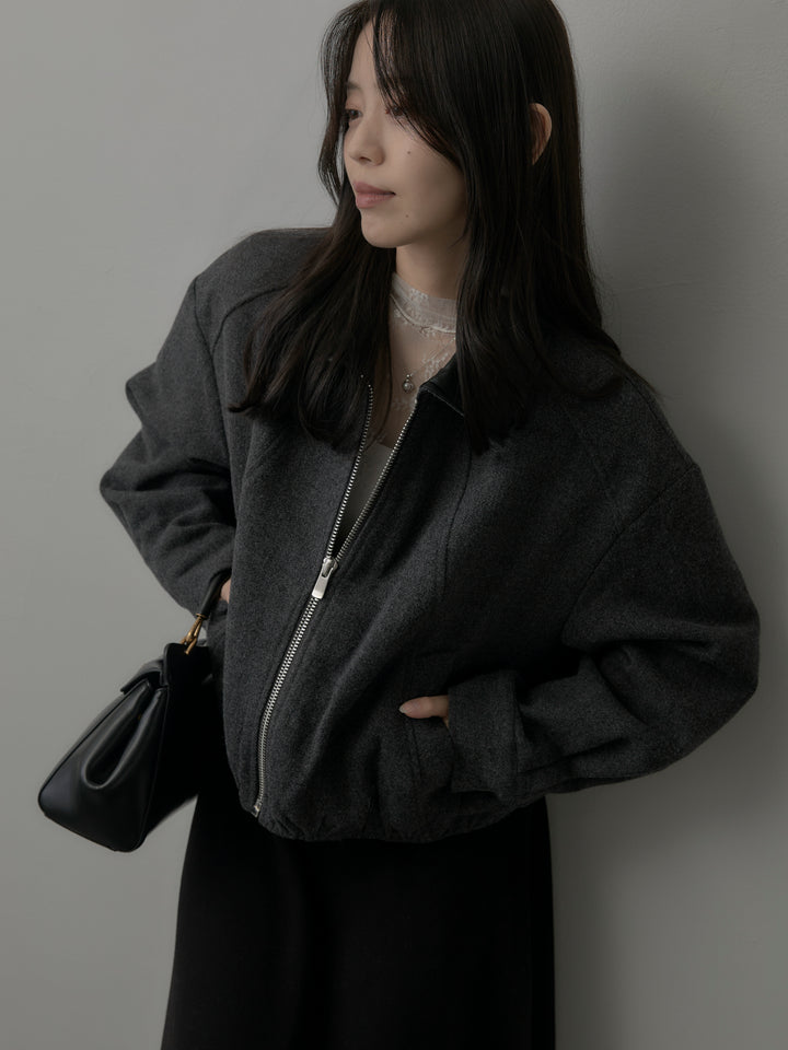 レザー襟ウール混ジップアウター