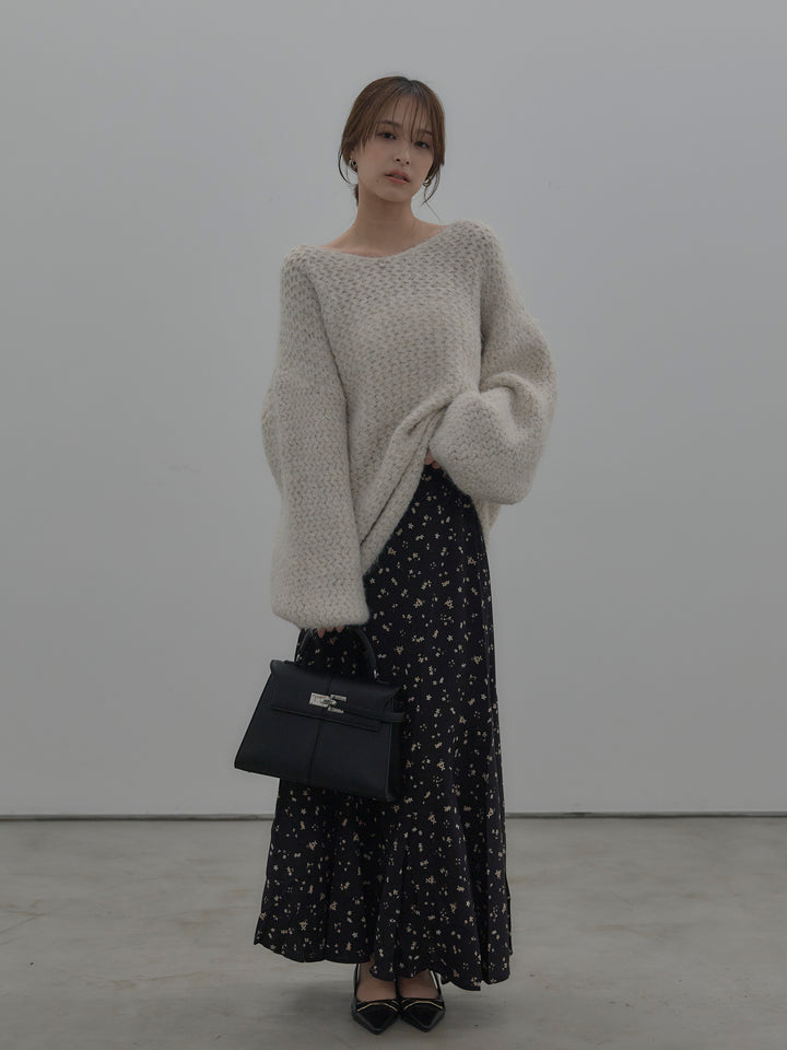 フラワーパターンマーメイドフレアスカート