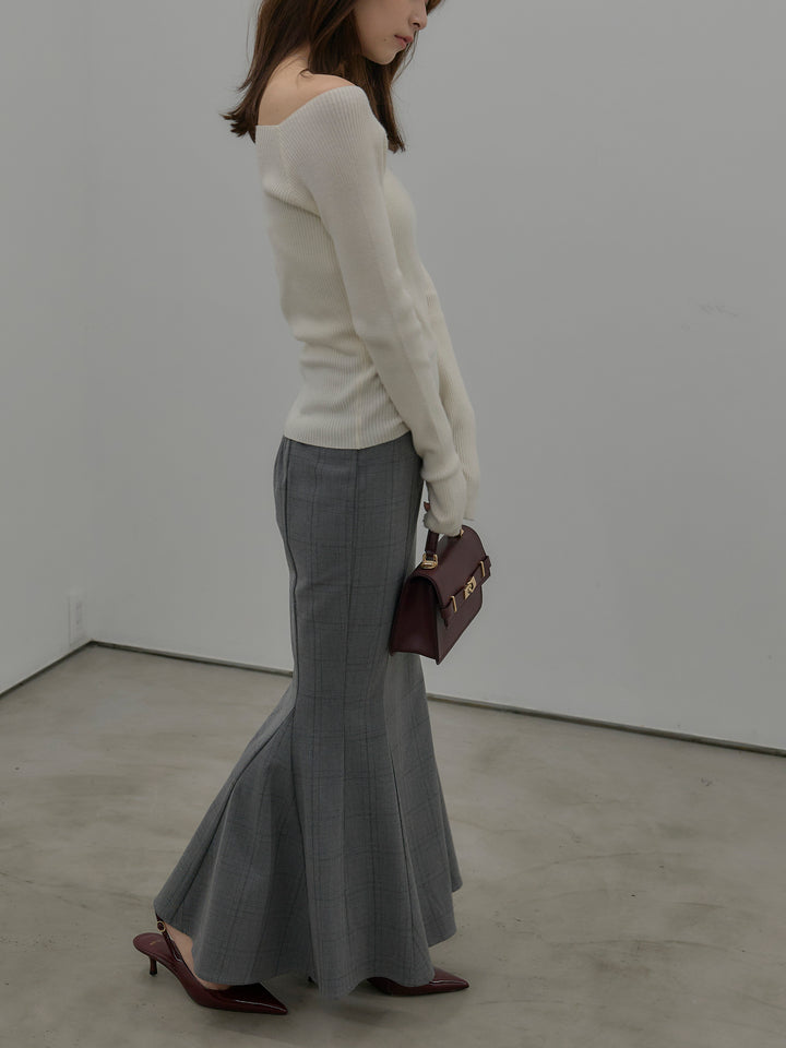【SET】キルティングライナーウールミディアムコート+【Essential】チェック柄マーメイドスカート(2set)