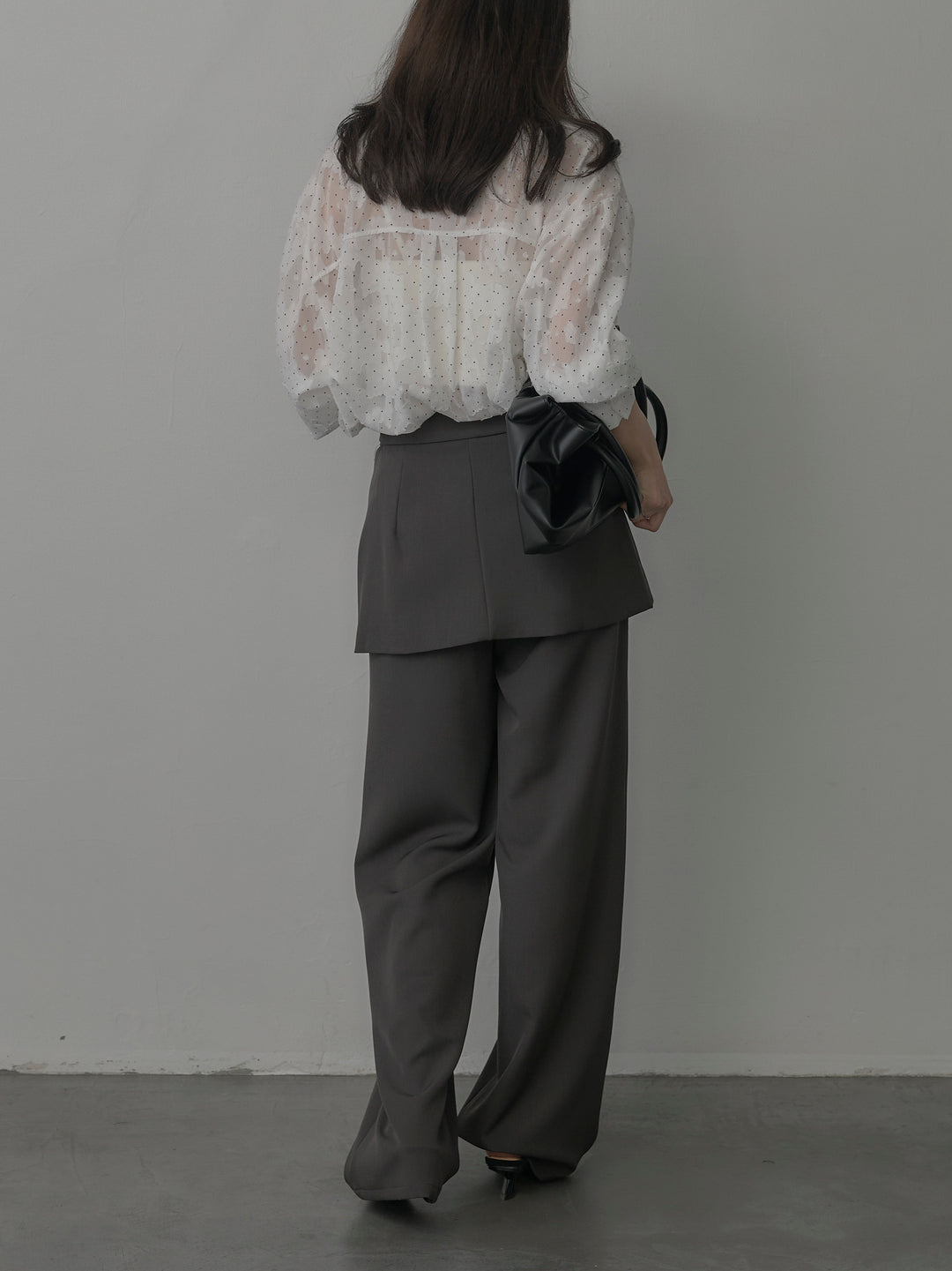 【SET】シアージャガードドットシャツ+ラップワイドパンツ(2set)