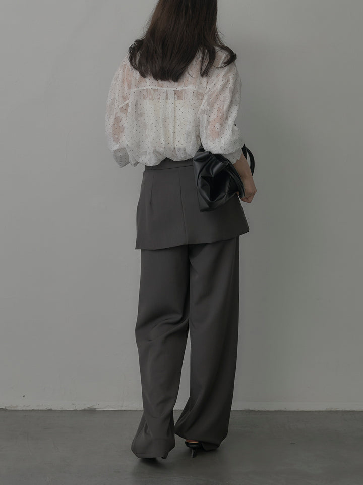 【SET】シアージャガードドットシャツ+ラップワイドパンツ(2set)