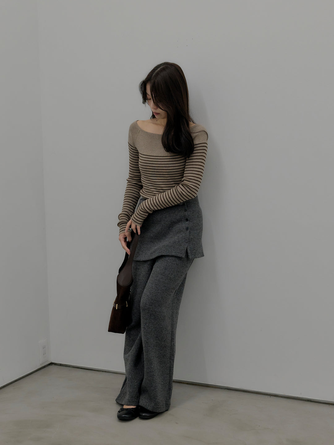 ミックスヤーンニットラップパンツ