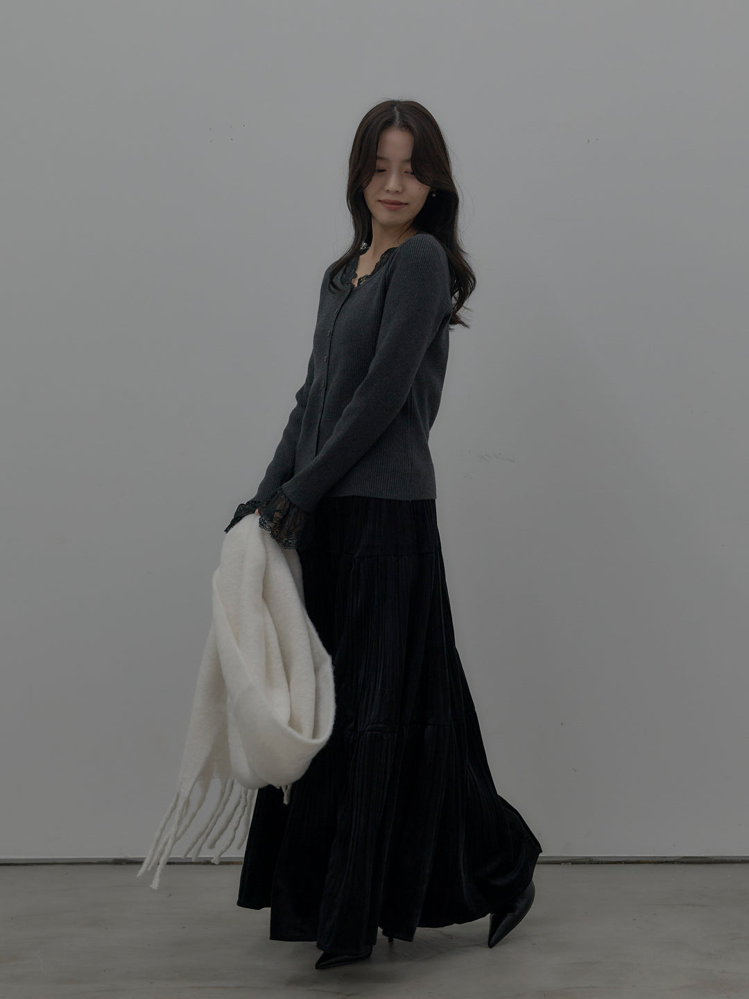 ベロアプリーツティアードスカート