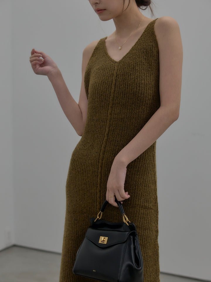 【SET】【Essential】オーバーサイズジャケットコート+リュクスリブニットロングドレス(2set)