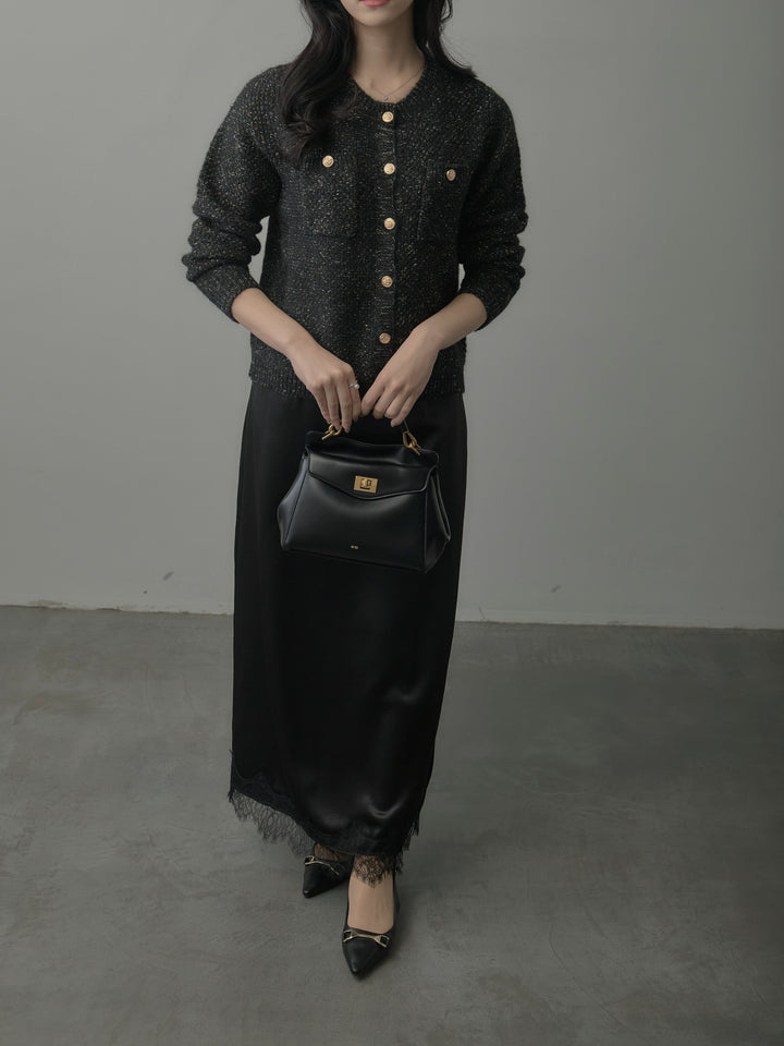 裾レースサテンスカート