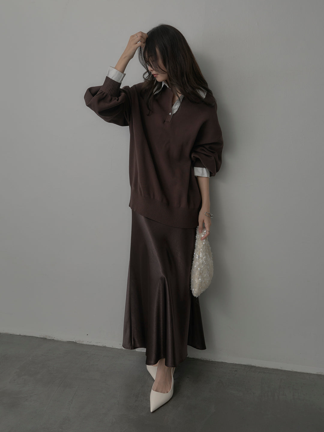 [予約]ナローAラインサテンスカート