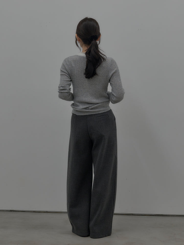 裏起毛デザインワイドパンツ