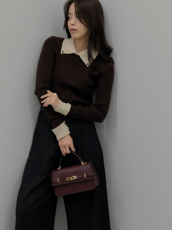 配色カフスニットポロ