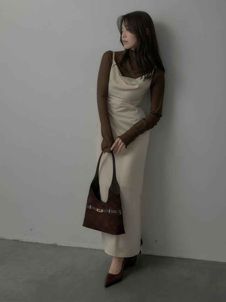 【SET】メロウフリルシアートップス+【Essential】サテンドレープキャミワンピ(2set)