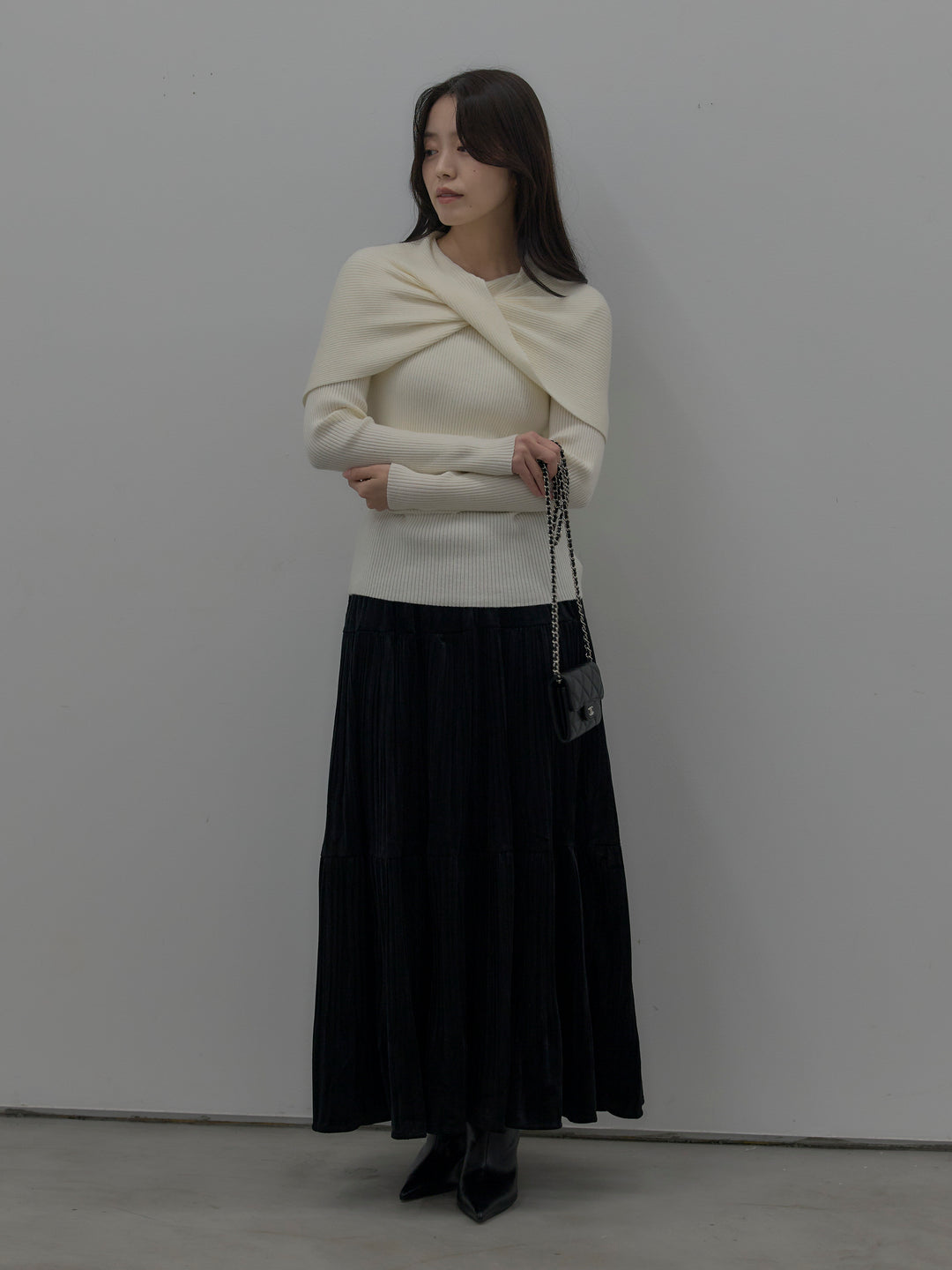 ベロアプリーツティアードスカート