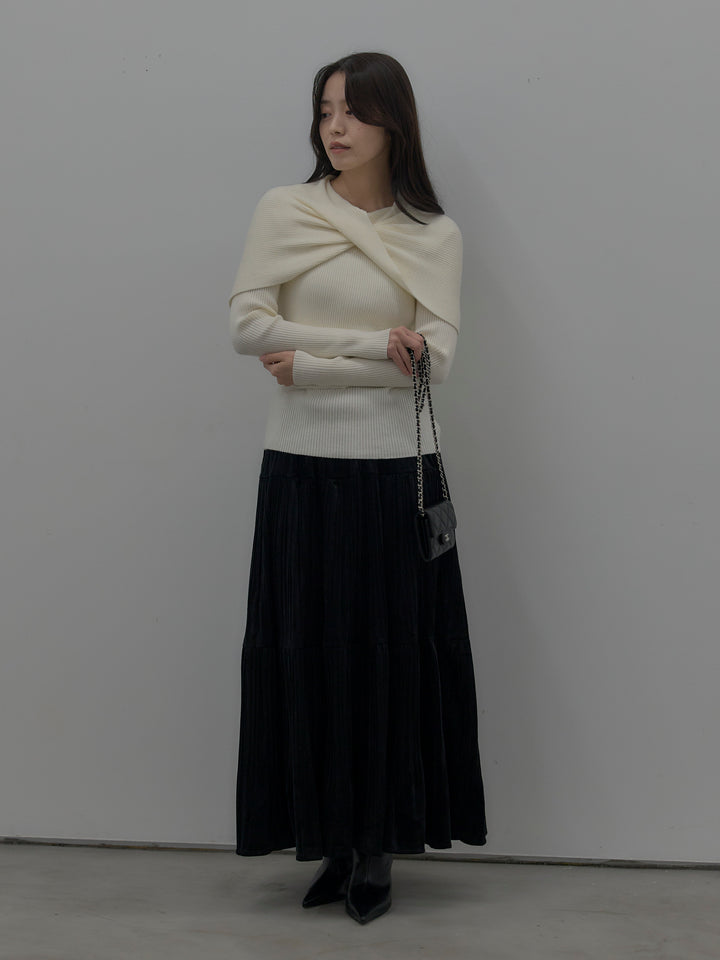 ベロアプリーツティアードスカート