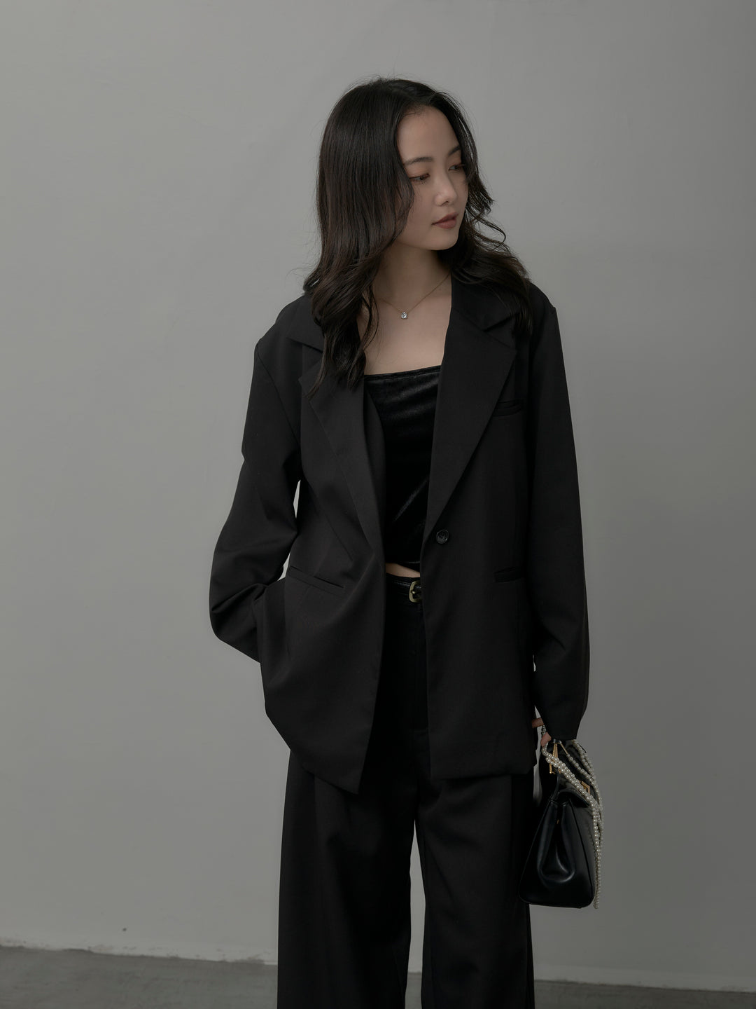 【SET】【Essential】ボックスシルエットテーラードジャケット+【Essential】３タックスラックス(2set)