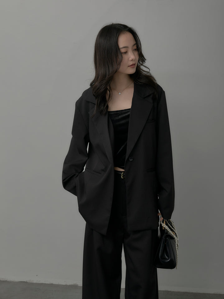 【SET】【Essential】ボックスシルエットテーラードジャケット+【Essential】３タックスラックス(2set)