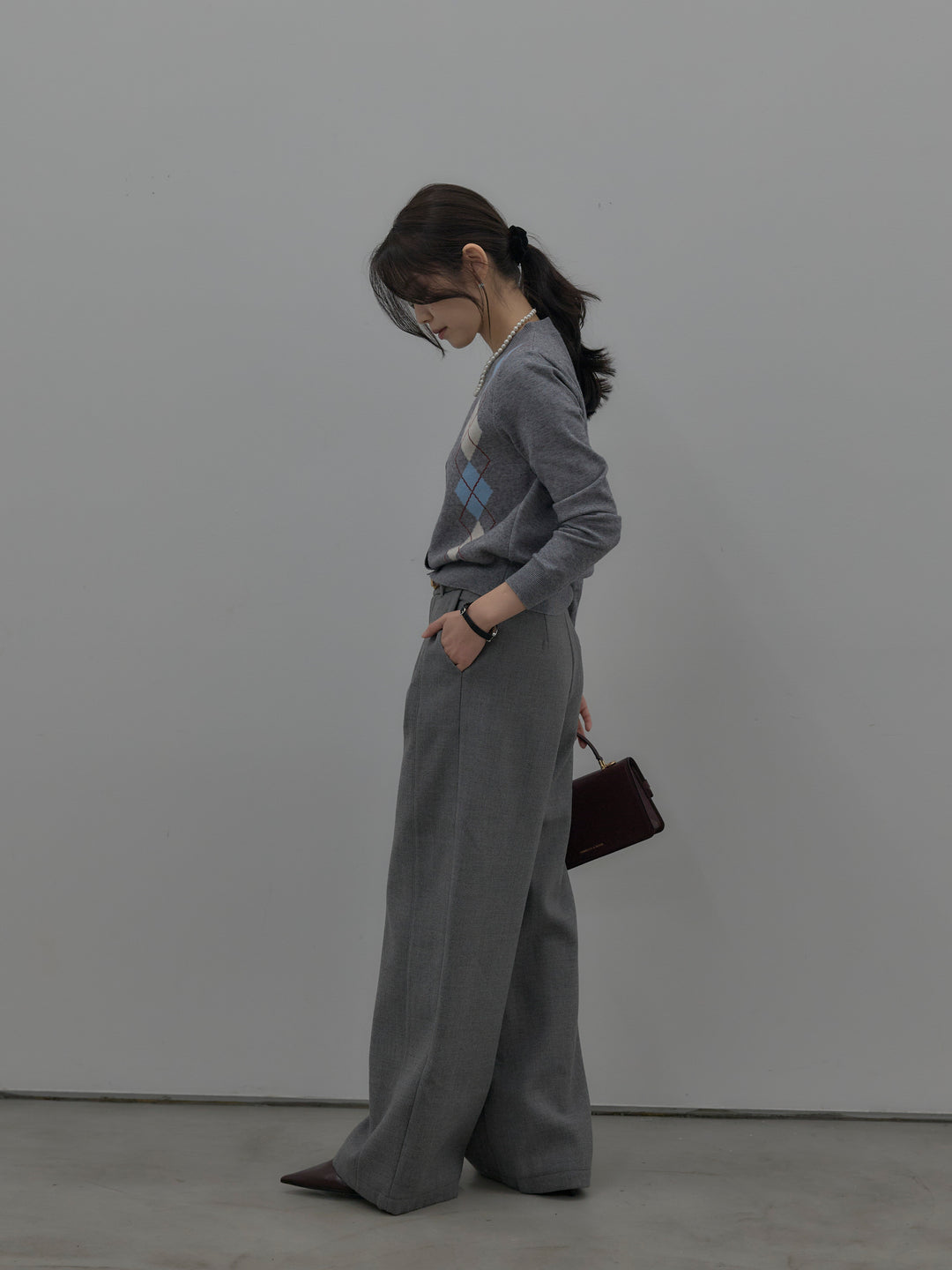 裏起毛デザインワイドパンツ