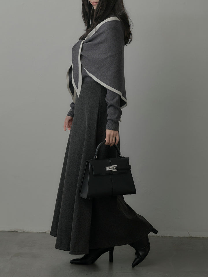 配色スカーフ付きニットトップス