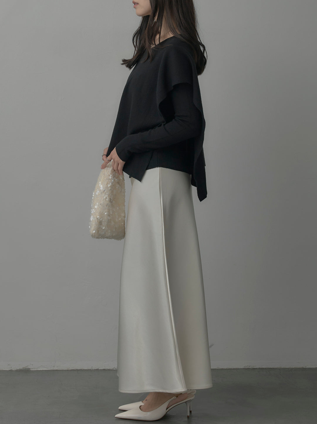 ヘビーサテンAラインスカート