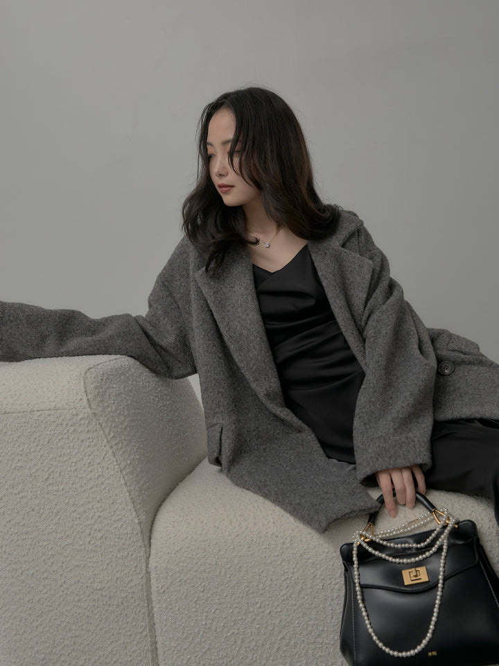 【SET】【Essential】オーバーサイズジャケットコート+【Essential】サテンドレープキャミワンピ(2set)