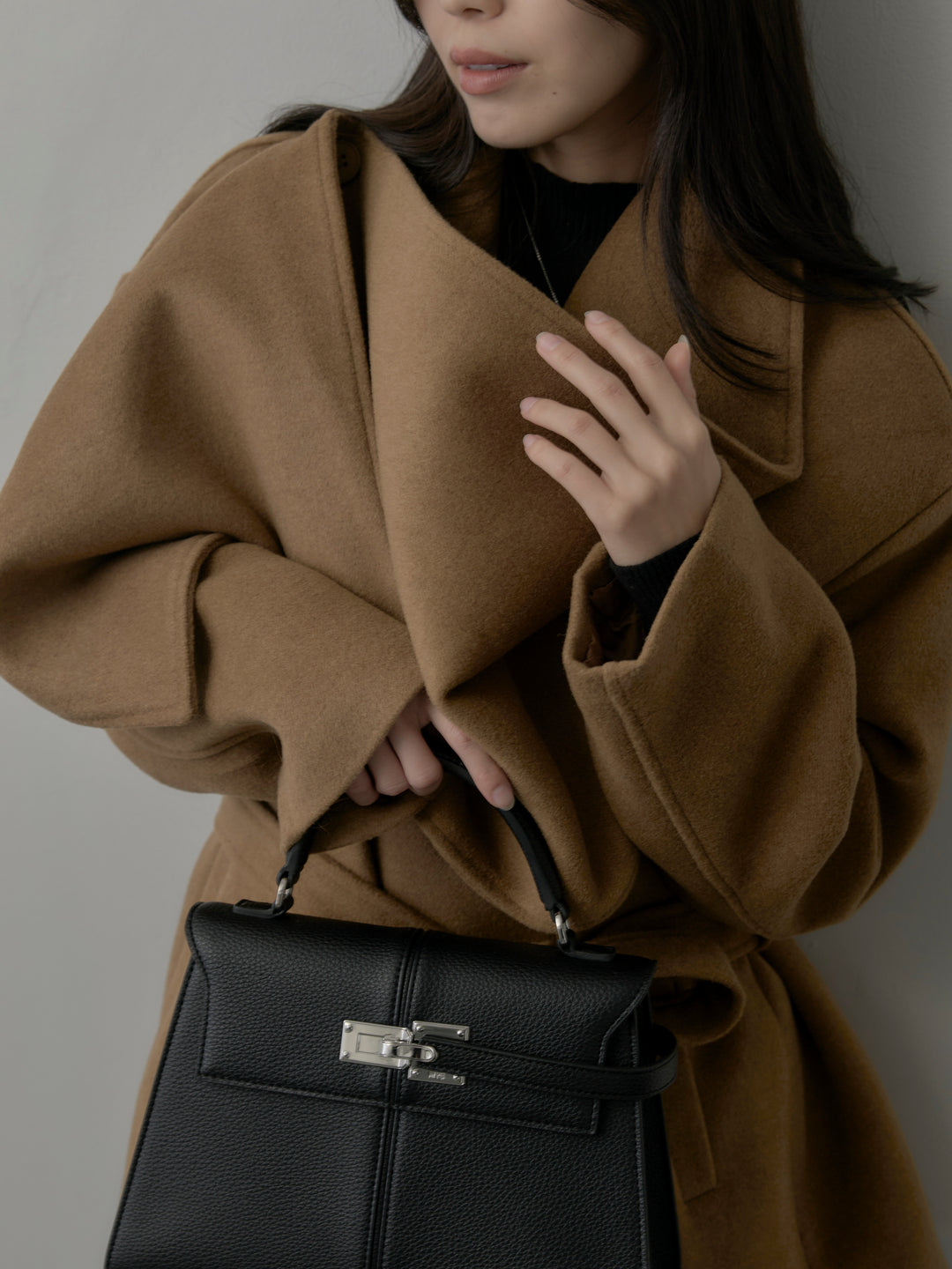 ドレープショールカラーベルトコート