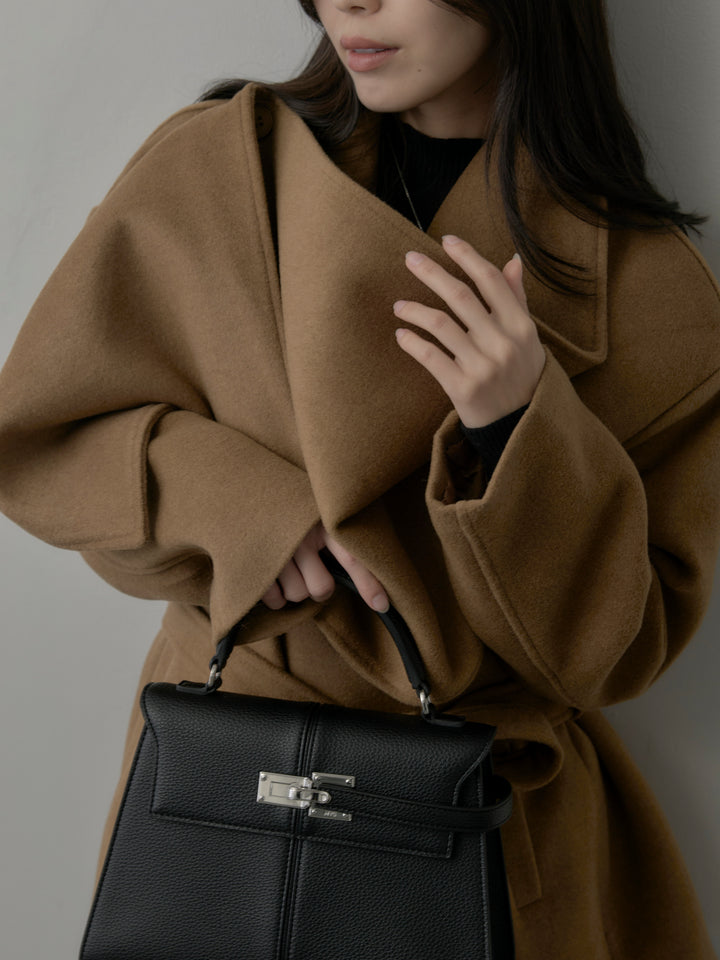 ドレープショールカラーベルトコート