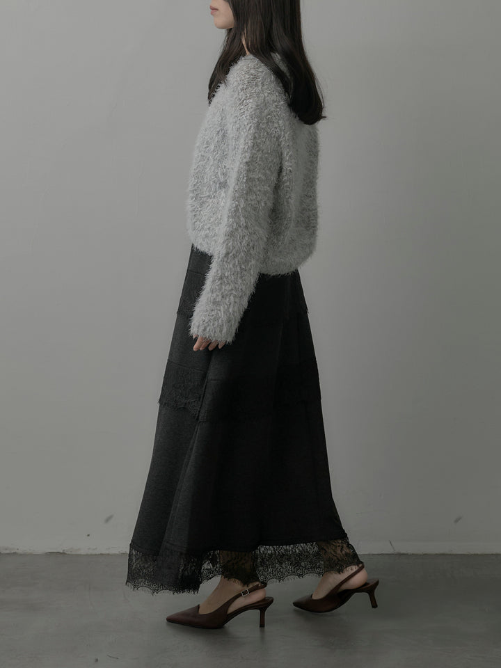 レースデザインフレアスカート