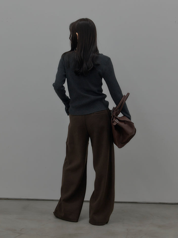 裏起毛デザインワイドパンツ