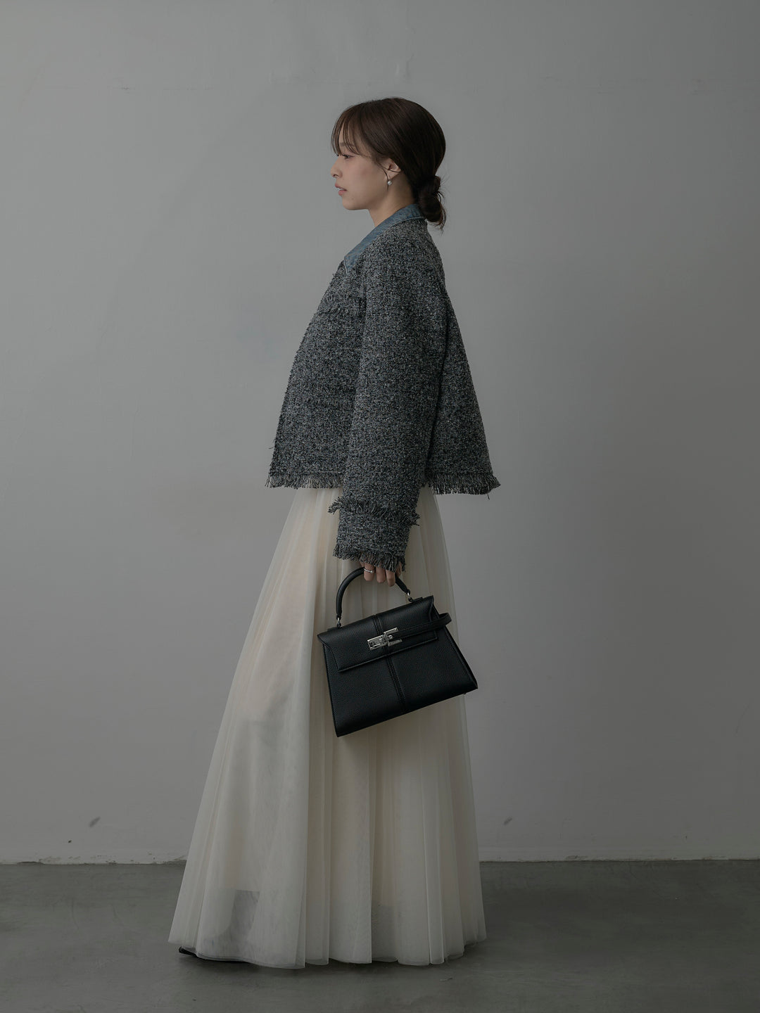 デニムドッキングオーバーサイズツイードジャケット