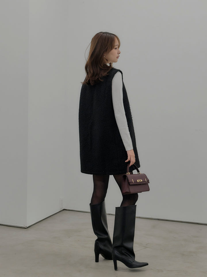 【SET】ブークレVネックミニワンピース+ベーシックリブタートルネック(2set)