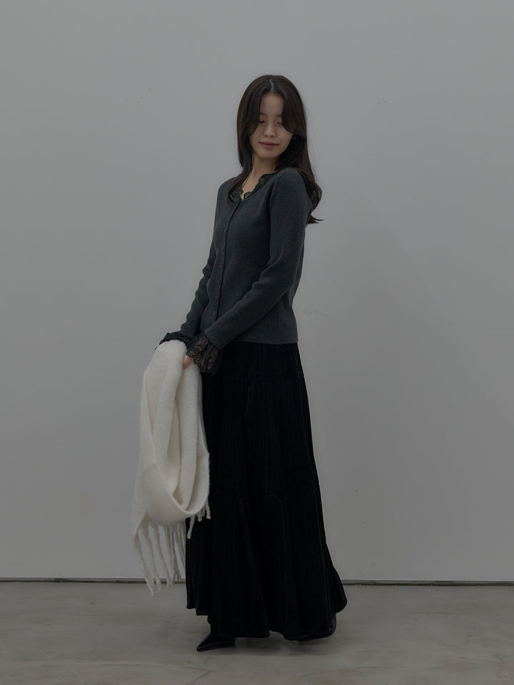 ベロアプリーツティアードスカート