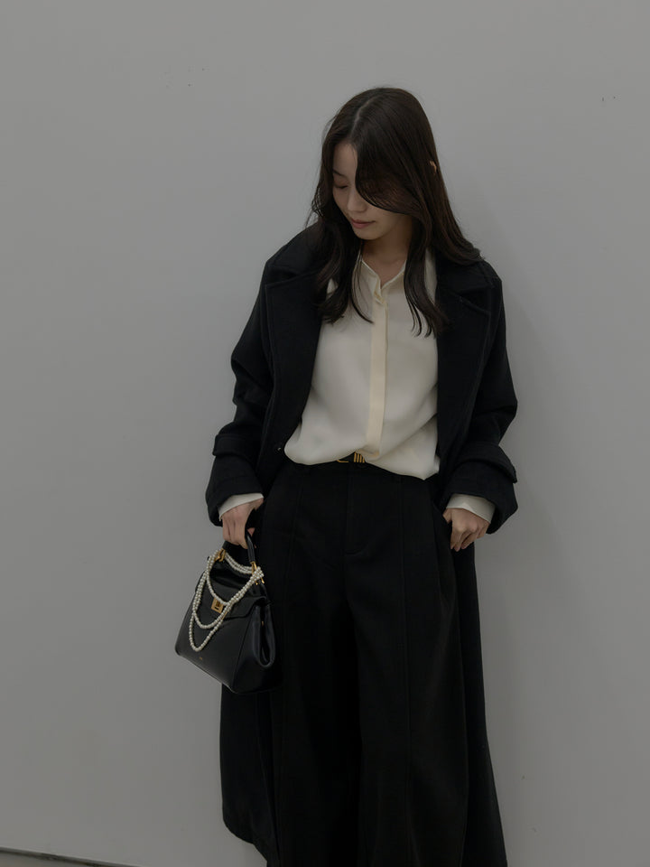 裏起毛センターシームタックワイドパンツ