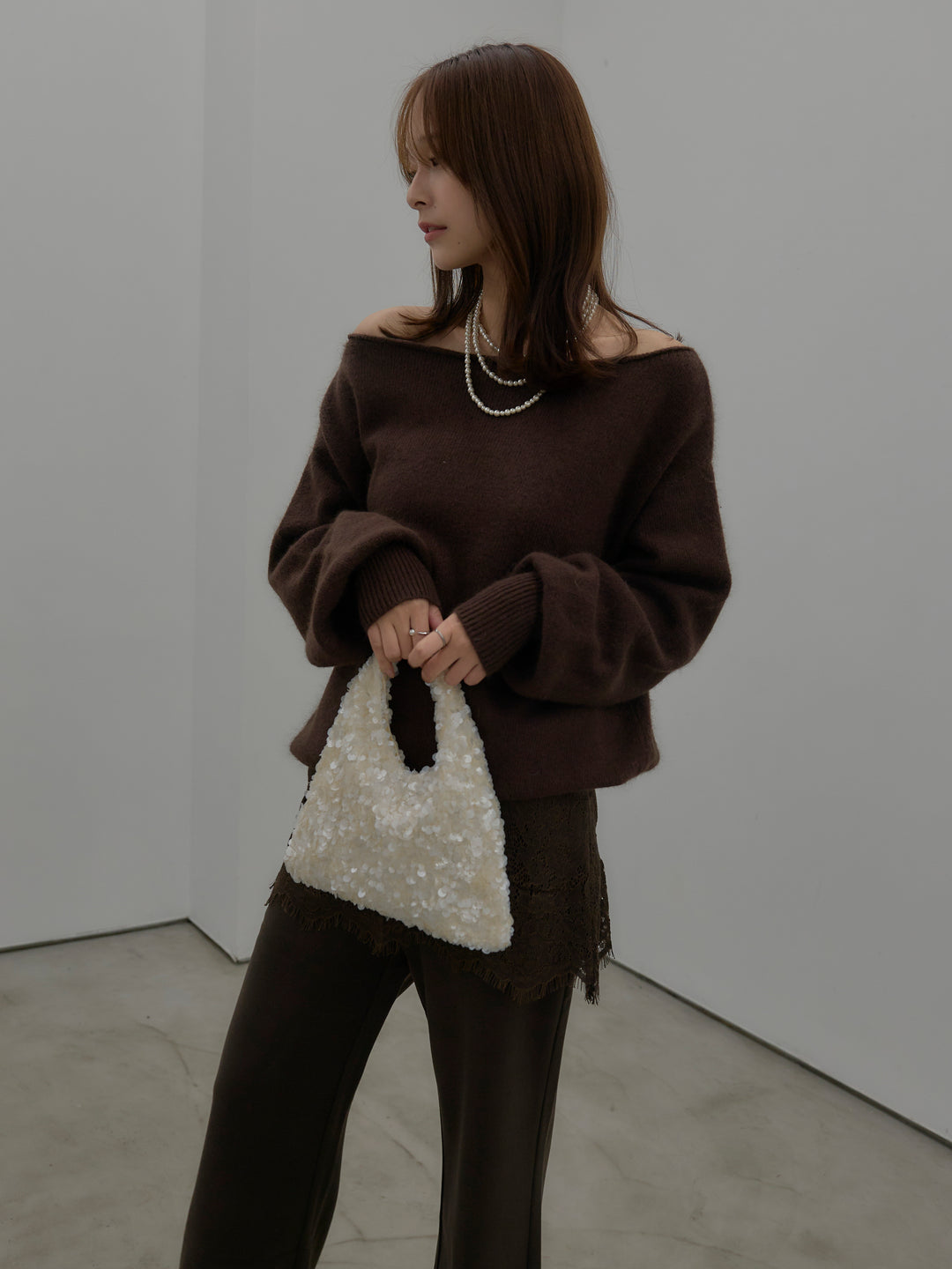 【premium touch】2wayショルダーニットプルオーバー