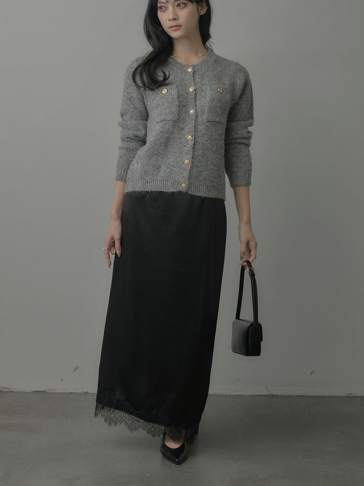 裾レースサテンスカート