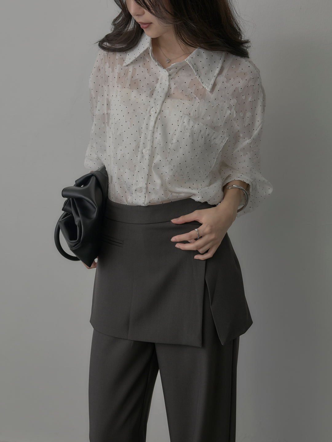 【SET】シアージャガードドットシャツ+シアージャガードドットシャツ(2set)