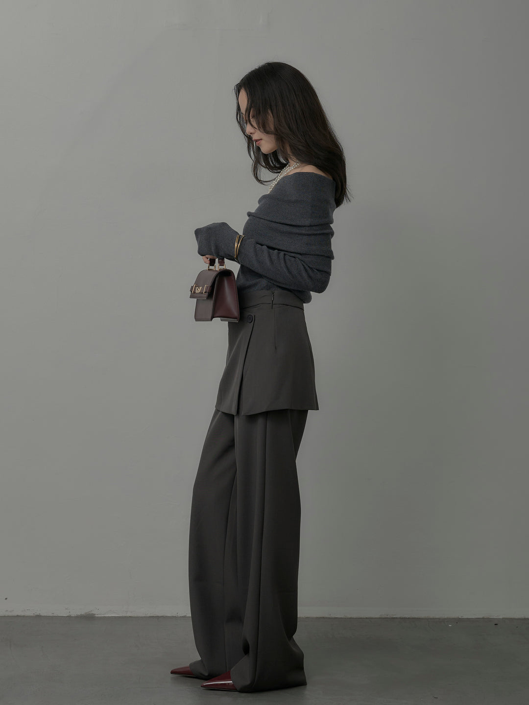 [予約]オフショルリブニットトップス