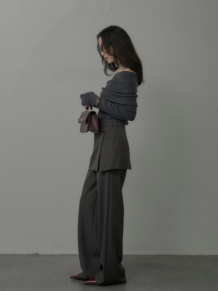 [予約]オフショルリブニットトップス