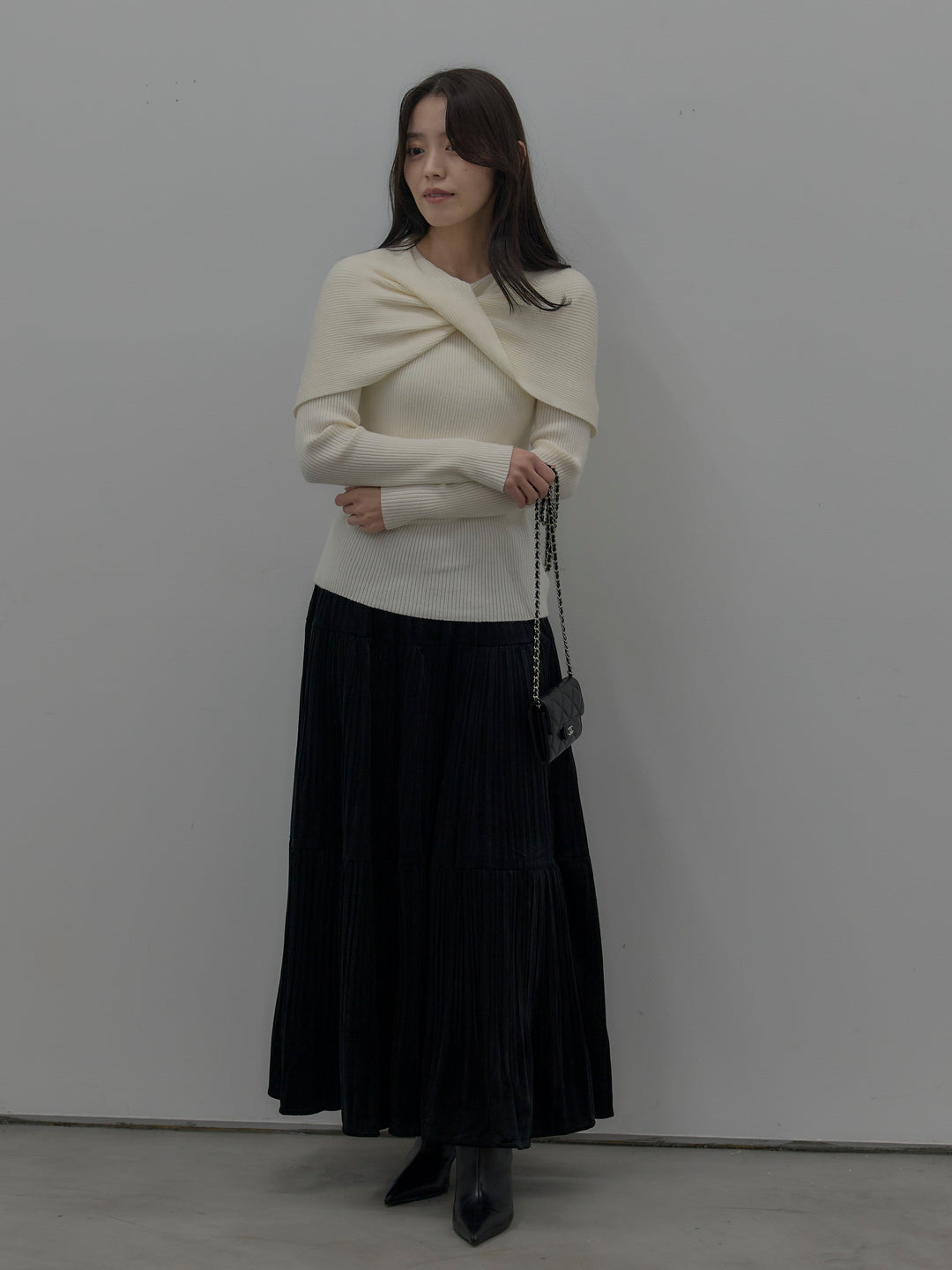 ベロアプリーツティアードスカート