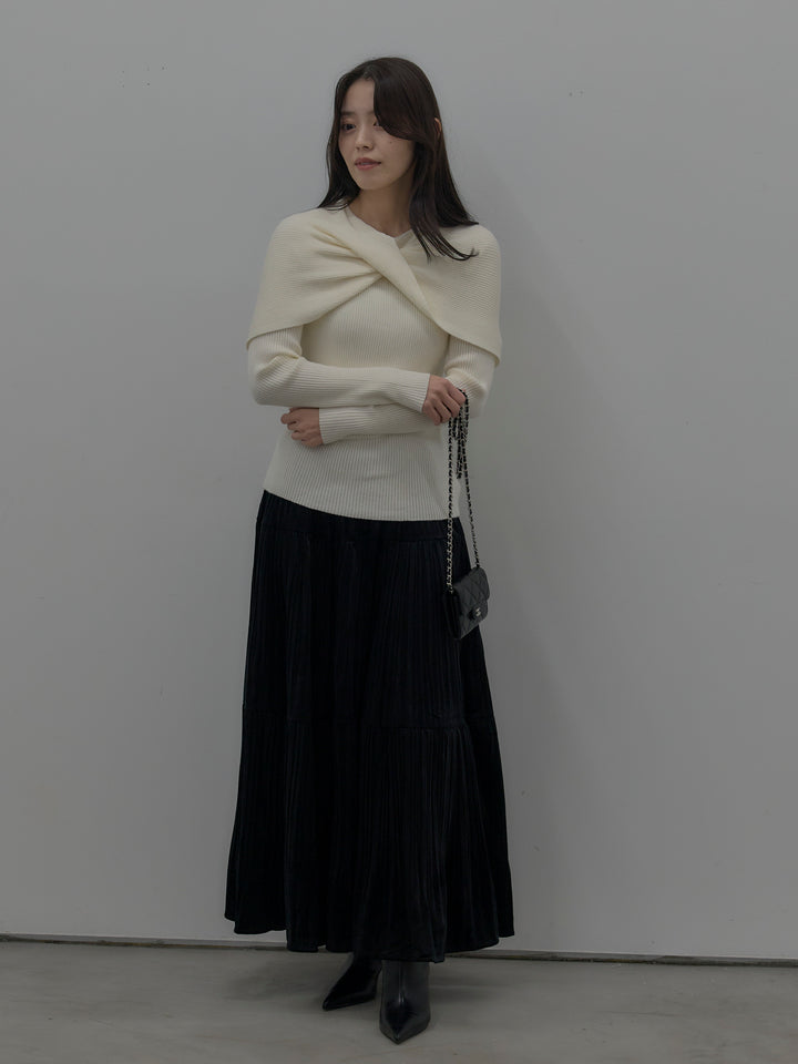 ベロアプリーツティアードスカート