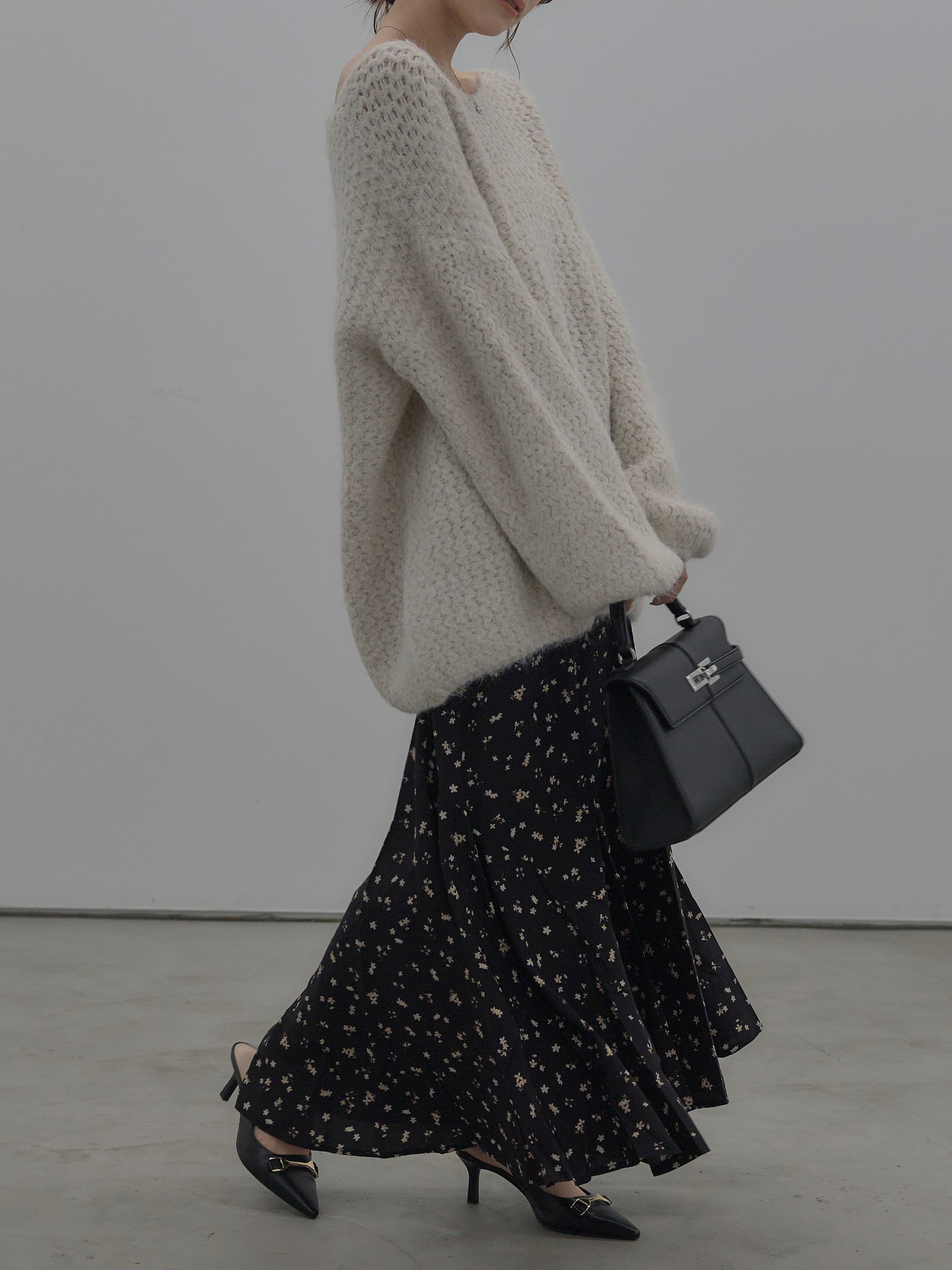 nairo ニットトップス+フラワーパターンマーメイドフレアスカート フラワーパターンマーメイドフレアスカート – nairo