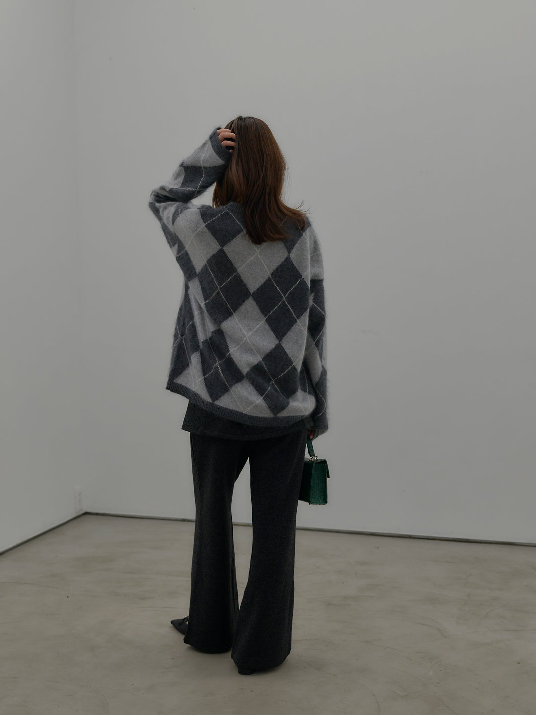 【SET】【premium touch】アーガイル柄ニットプルオーバー+ミックスヤーンニットラップパンツ(2set)