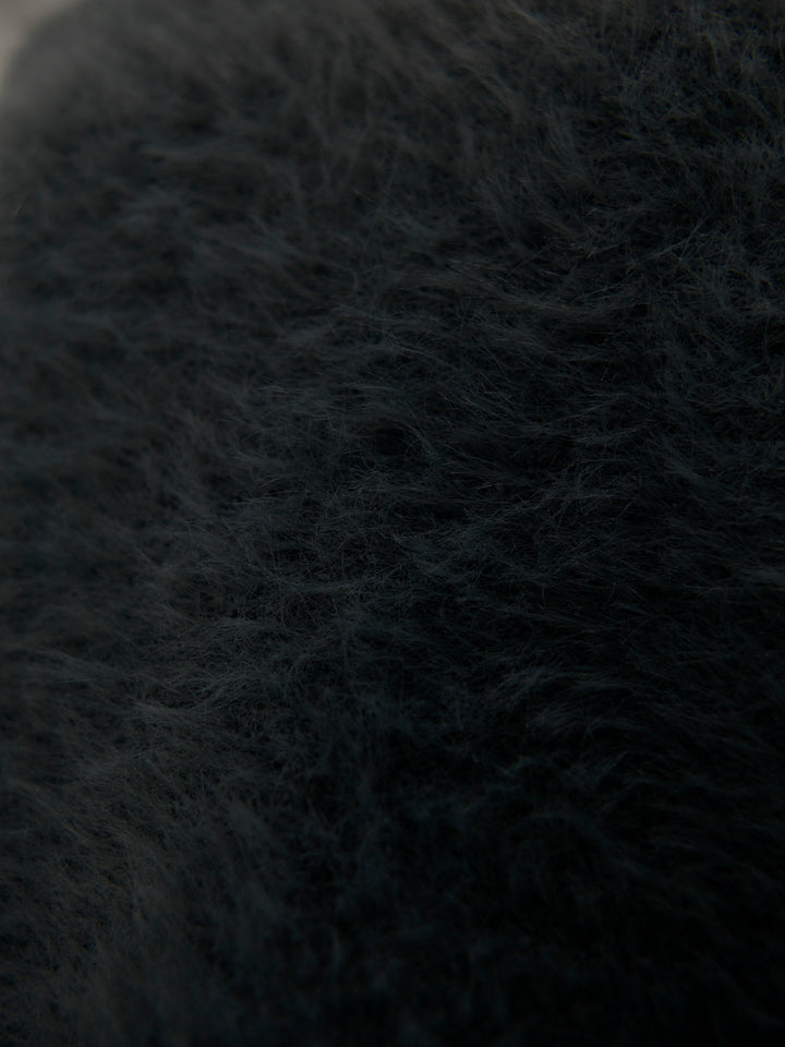 ネックリボンワンショルダーシャギーニット