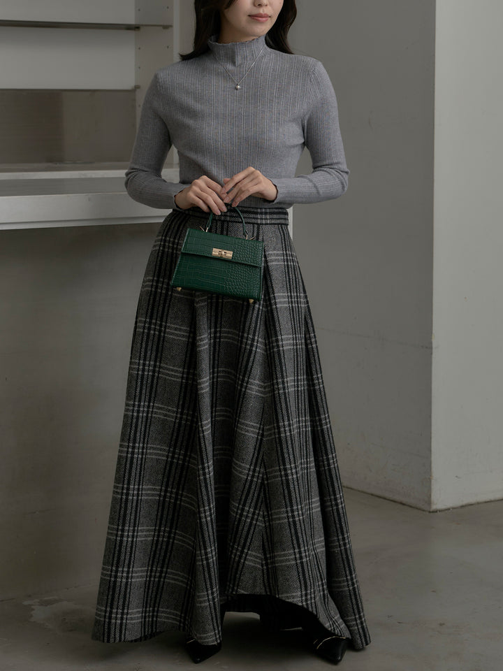 【Essential】クラシカルチェックウールタッチスカート