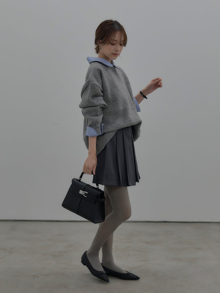 ベルト付きプリーツミニスカート